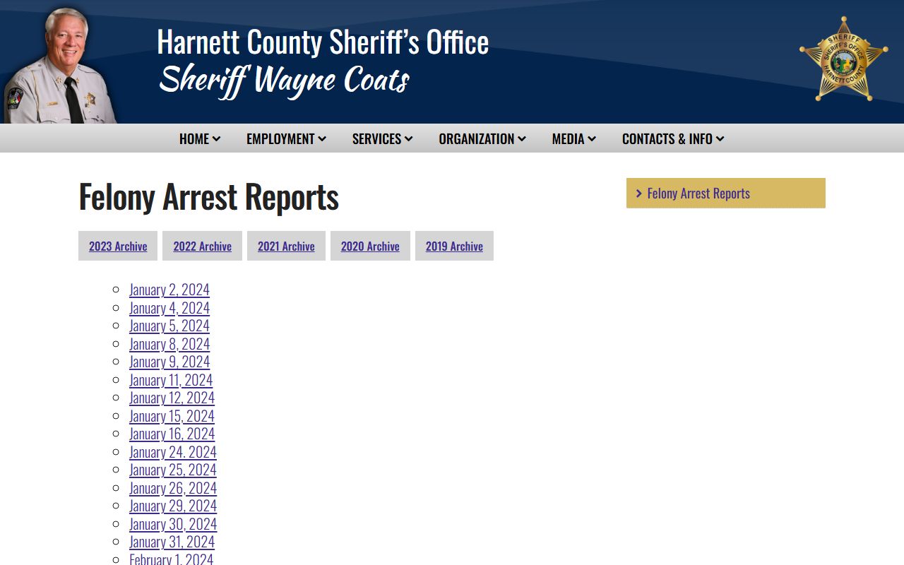 Harnett County arrest records felony arrest reports source