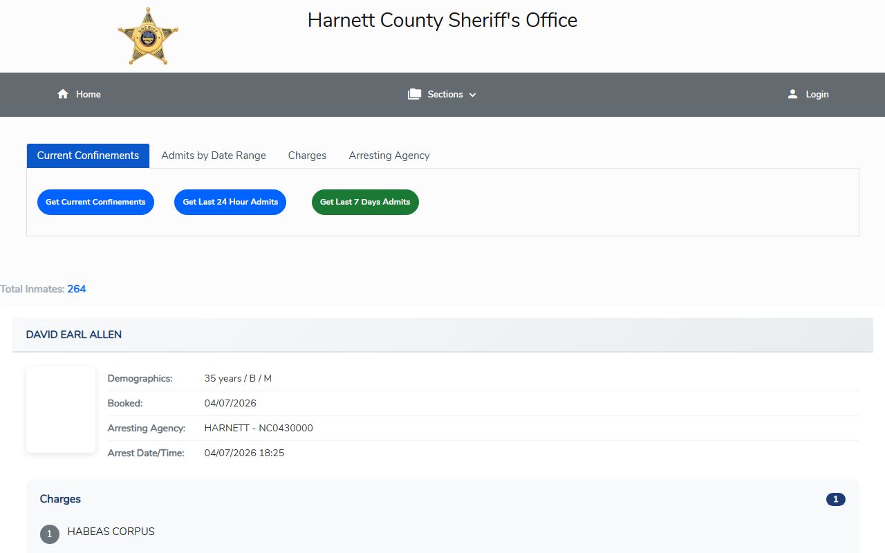 Harnett County court charges inmate search source