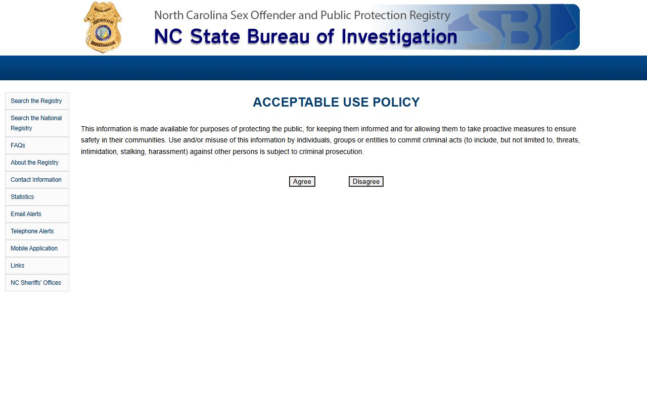 Harnett County arrest records NC SBI registry source