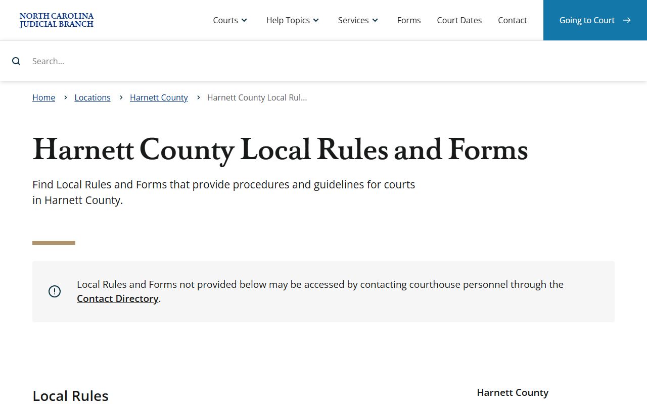 Harnett County court dockets local rules and forms source