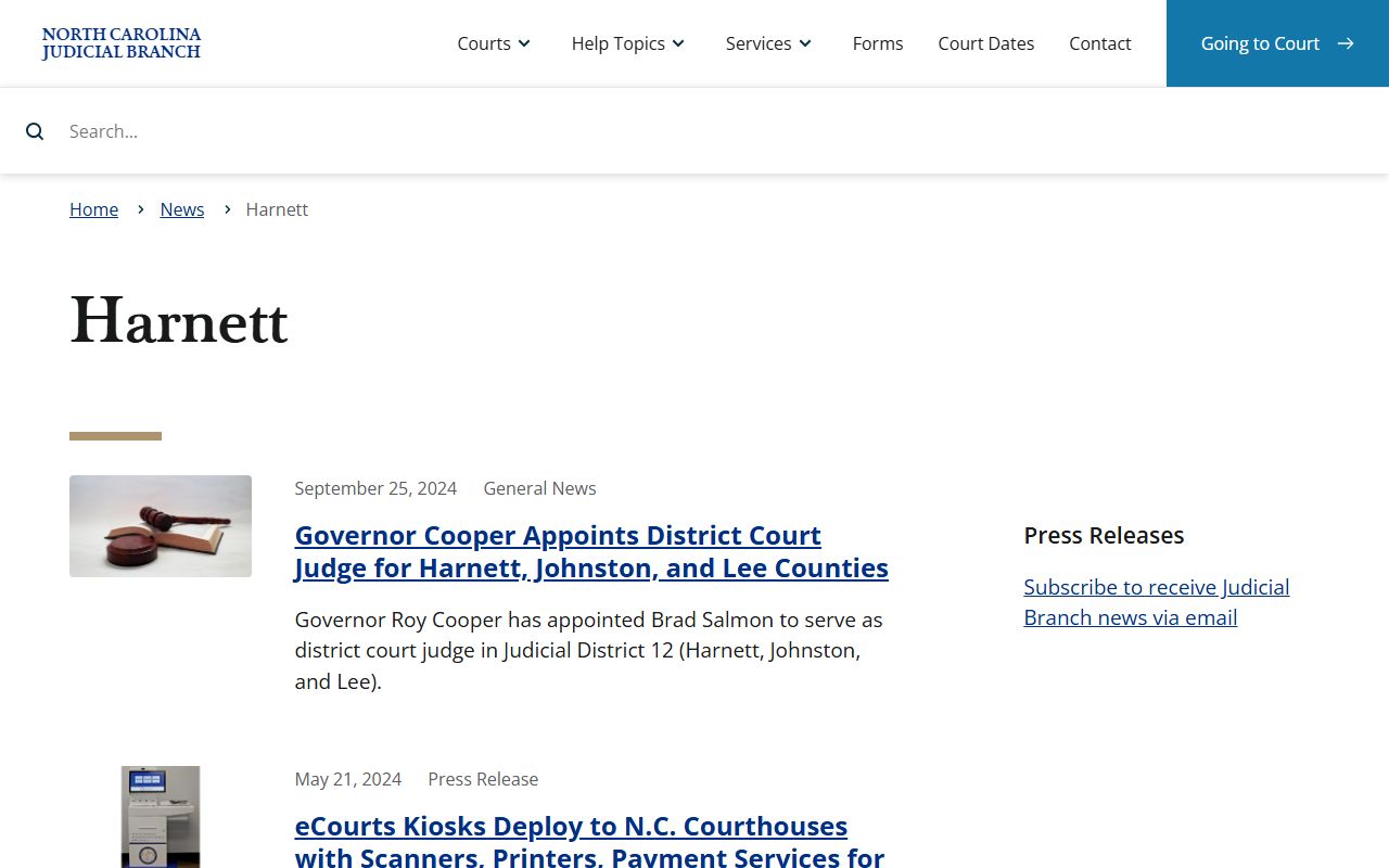 Harnett County court dockets court news source