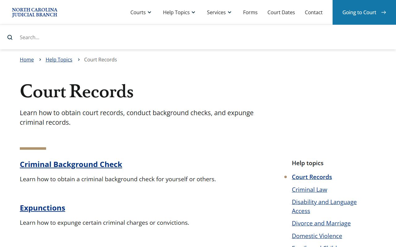 Harnett County court records help topic source