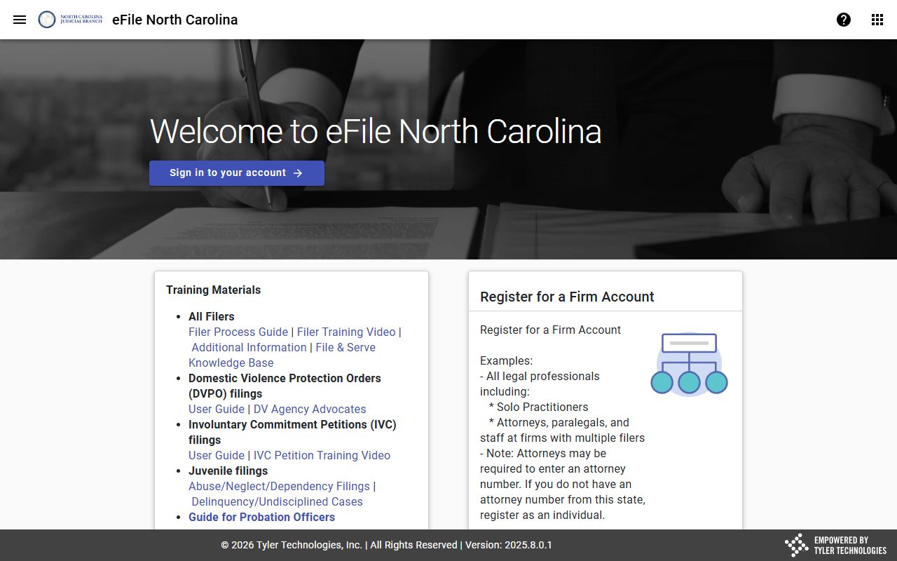 Harnett County court records eFile and Serve source