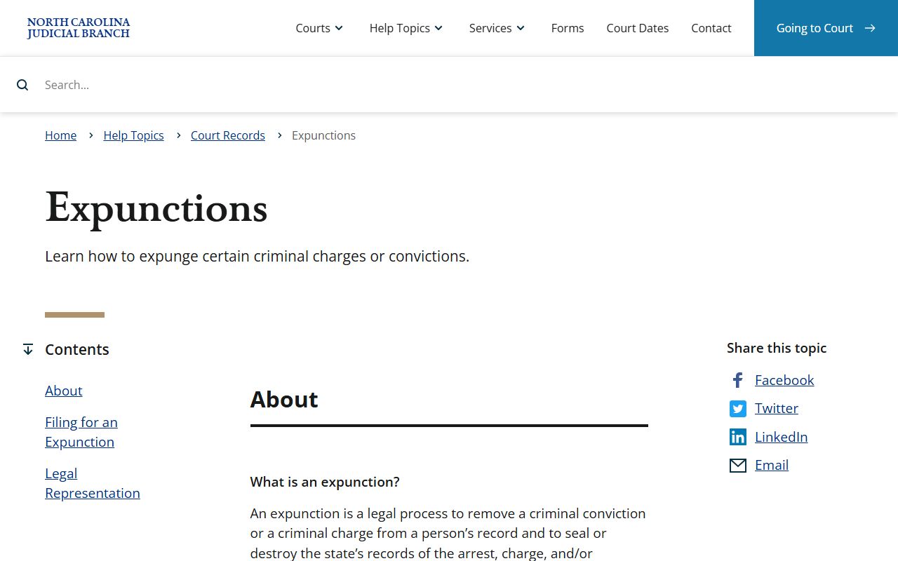 Harnett County criminal court records expunction source