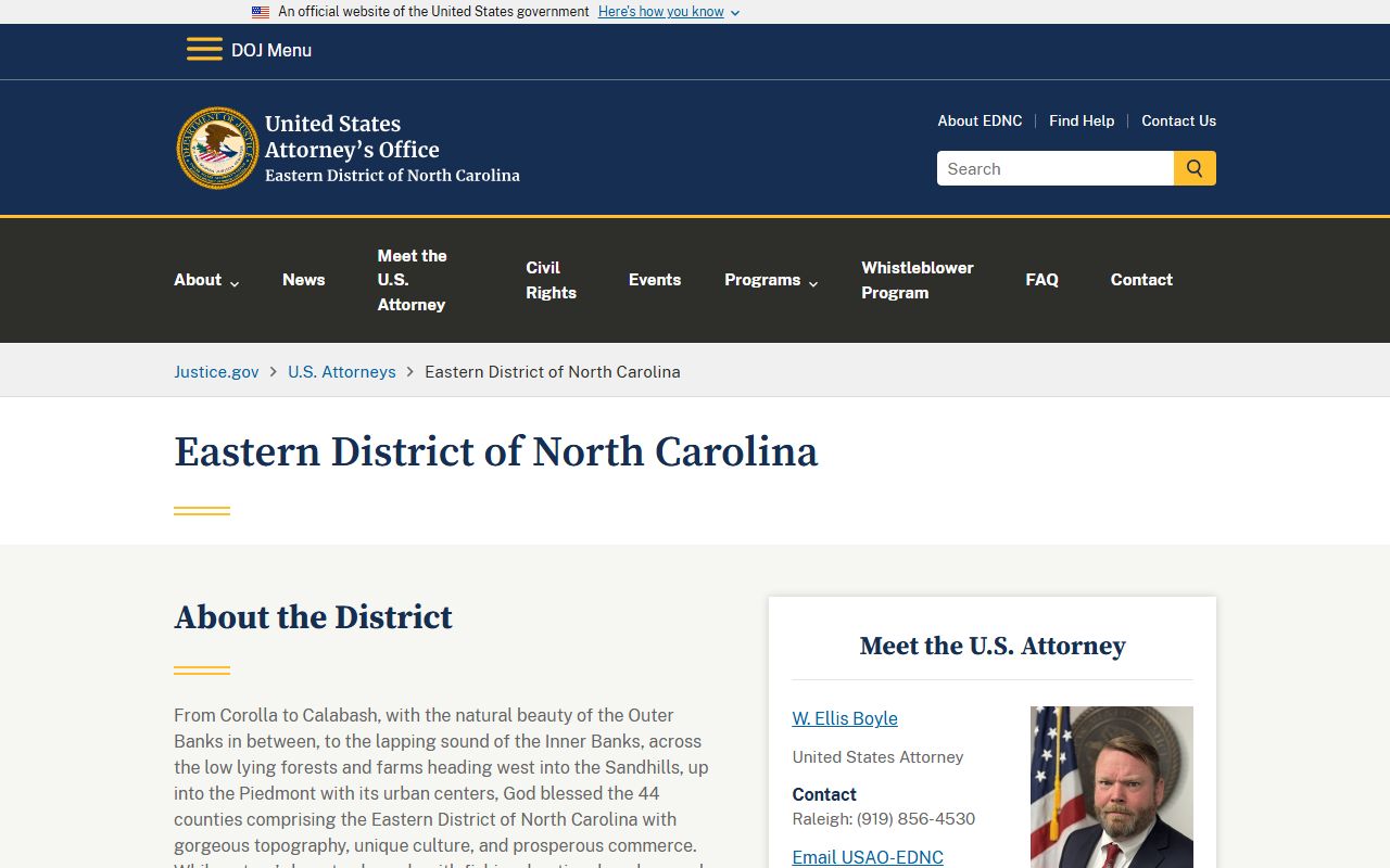 Harnett County criminal court records U.S. Attorney Eastern District source