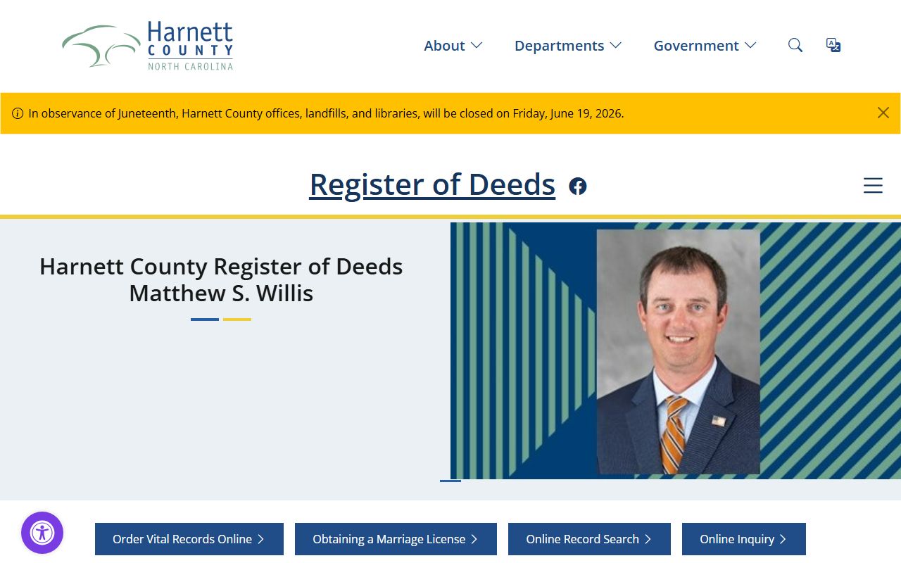 Harnett County Court marriage divorce probate Register of Deeds source