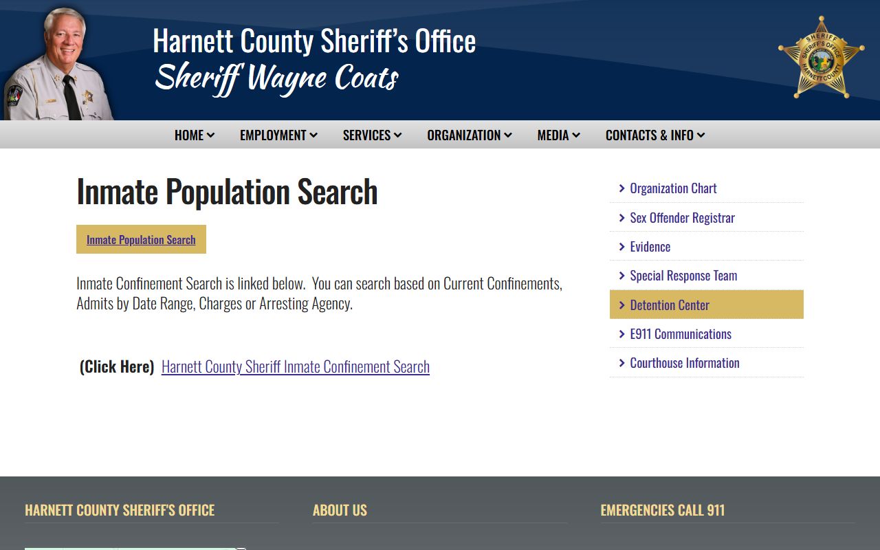 Harnett County inmate records population search source