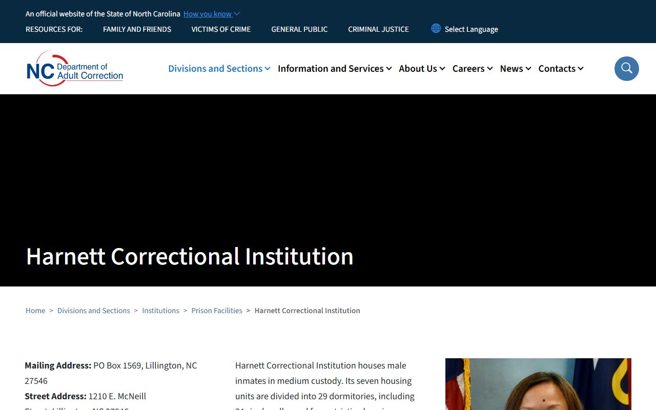 Harnett County inmate records Harnett Correctional Institution source