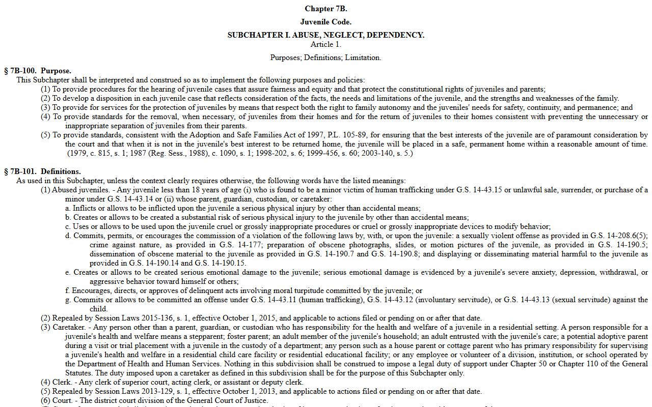 North Carolina Juvenile Code confidentiality source for restricted records