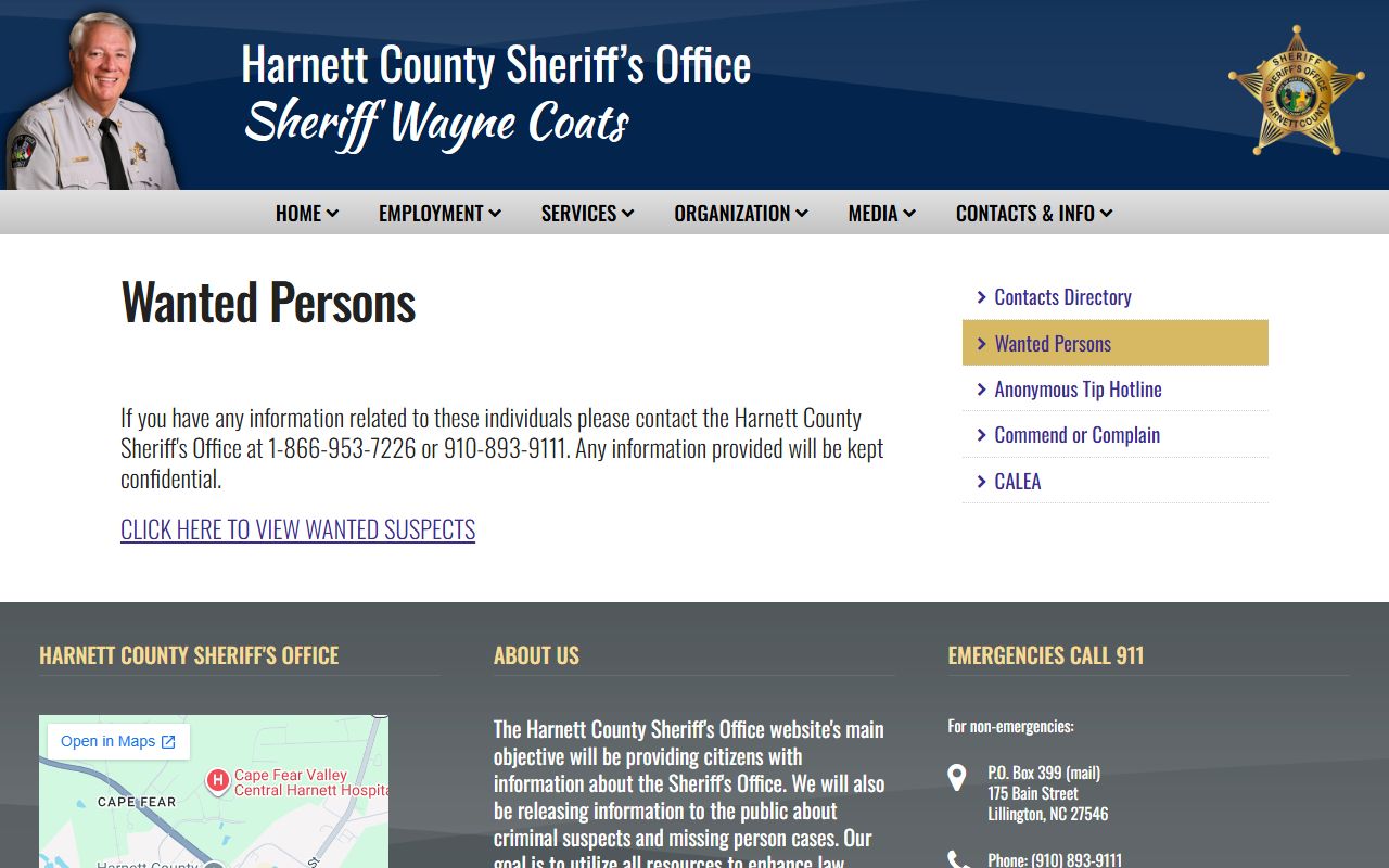 Harnett County warrant records wanted persons source