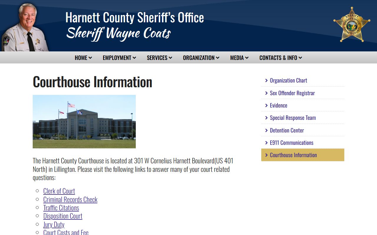 Harnett County warrant records sheriff courthouse information source